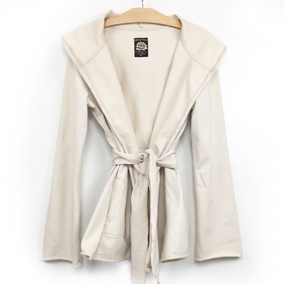 Lucky Brand Tops - Lucky Brand Jingo Hooded Wrap Sweatshirt Cream L